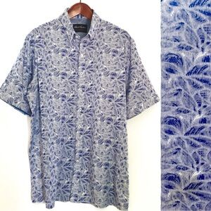 Robert Graham Blue Lines Print Short Sleeve Shirt 1XL-Big
